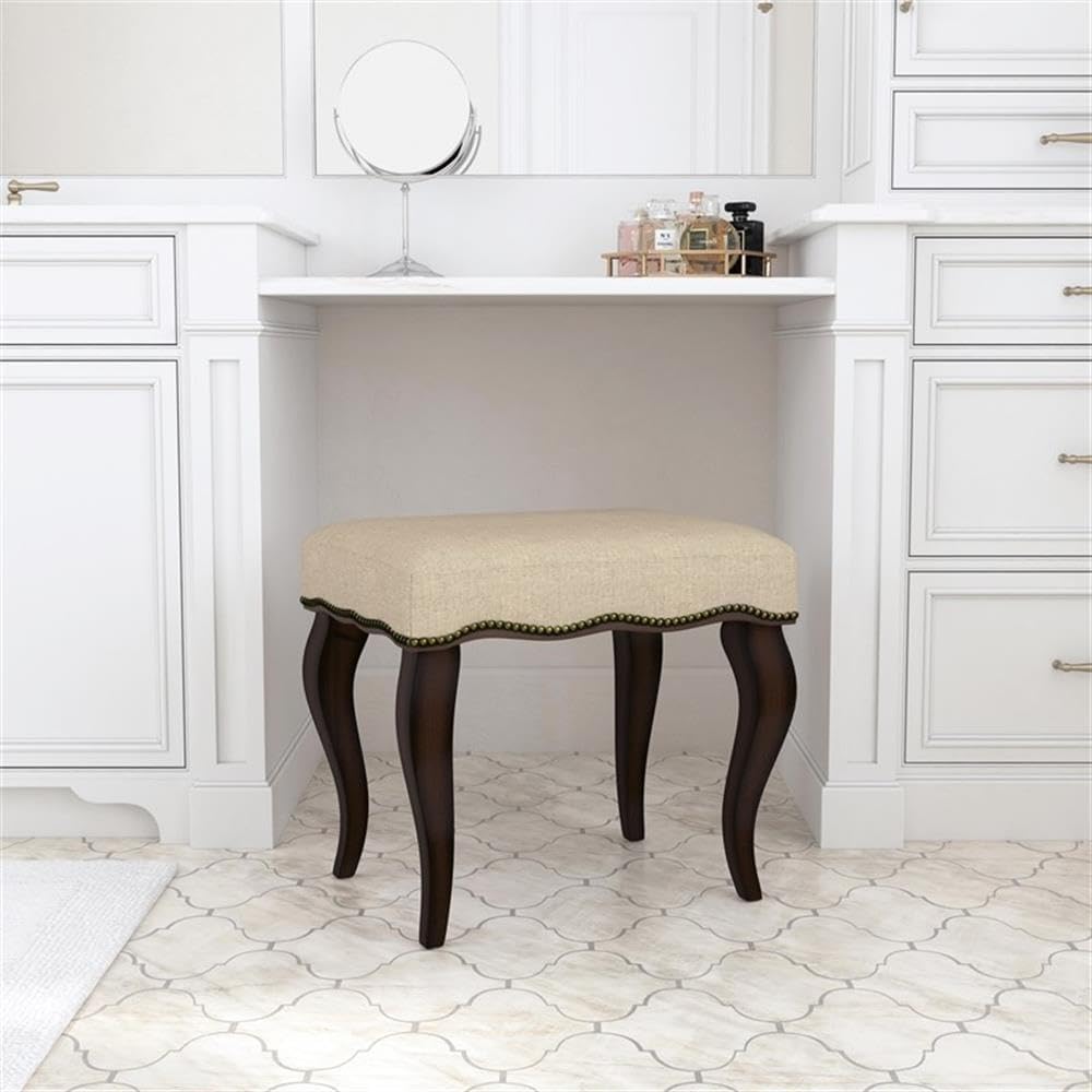 Hillsdale Hamilton Wood and Upholstered Backless Vanity Stool for Makeup Room...
