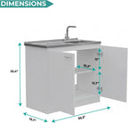 Tuhome Tall Storage Cabinet with 5 Adjustable Shelves, Two Large Doors and Kitchen Utility Sink Set with Stainless Steel Countertop Included
