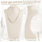 Beige 3 Pcs PU Leather Jewelry Display Bust Necklace Display Stand Necklace Mannequin Holder for Jewelry Displays for Vendors (11.42 x 6.89 Inches)
