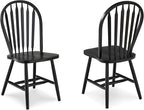 IC International Concepts Solid Wood Windsor ArrowBack Dining Chair with Plain Legs, Black