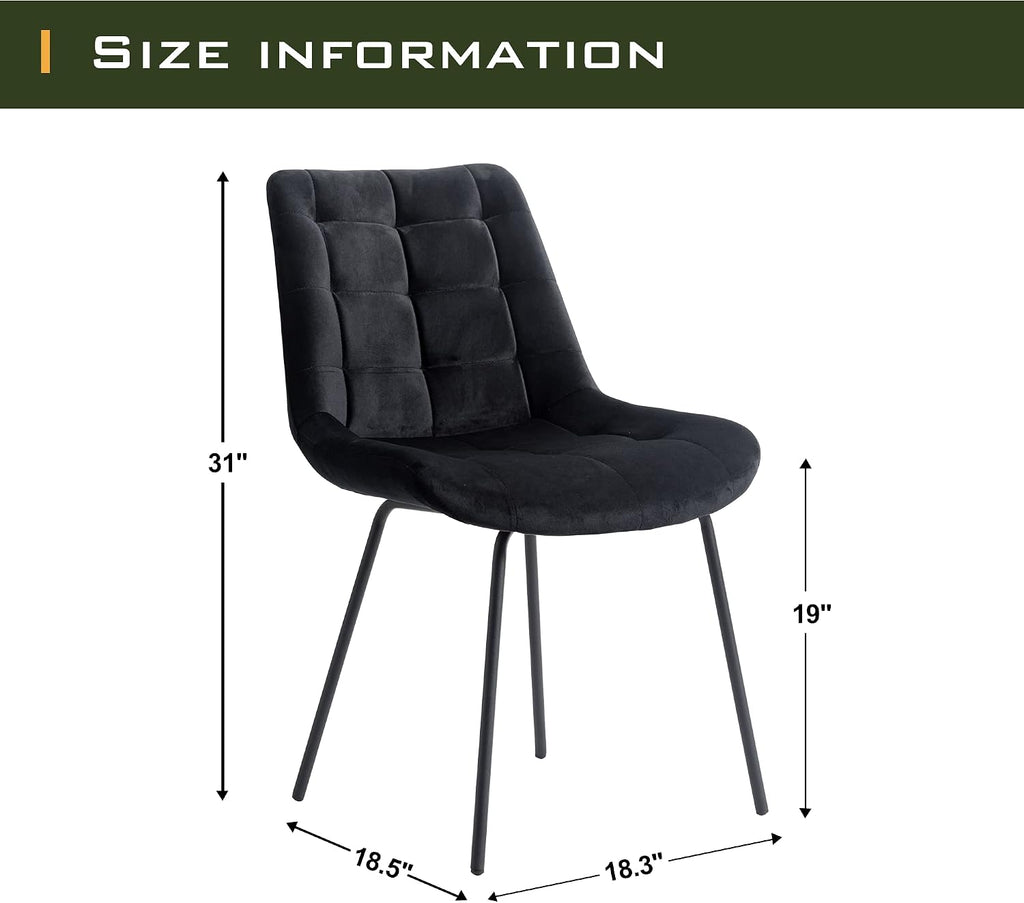 NicBex Velvet Dining Chairs, Upholstered Reception Chairs, Tufted Accent Chair with Metal Legs for Home Kitchen, Living Room, Set of 2, Black