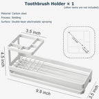 MYITYARD Toothbrush Holders for Bathrooms, 4 Slots Rustproof Metal Tooth Brushing Organizer with Drainage, Electric Tooth Brush Toothpaste Holder for Bathroom Countertop, White