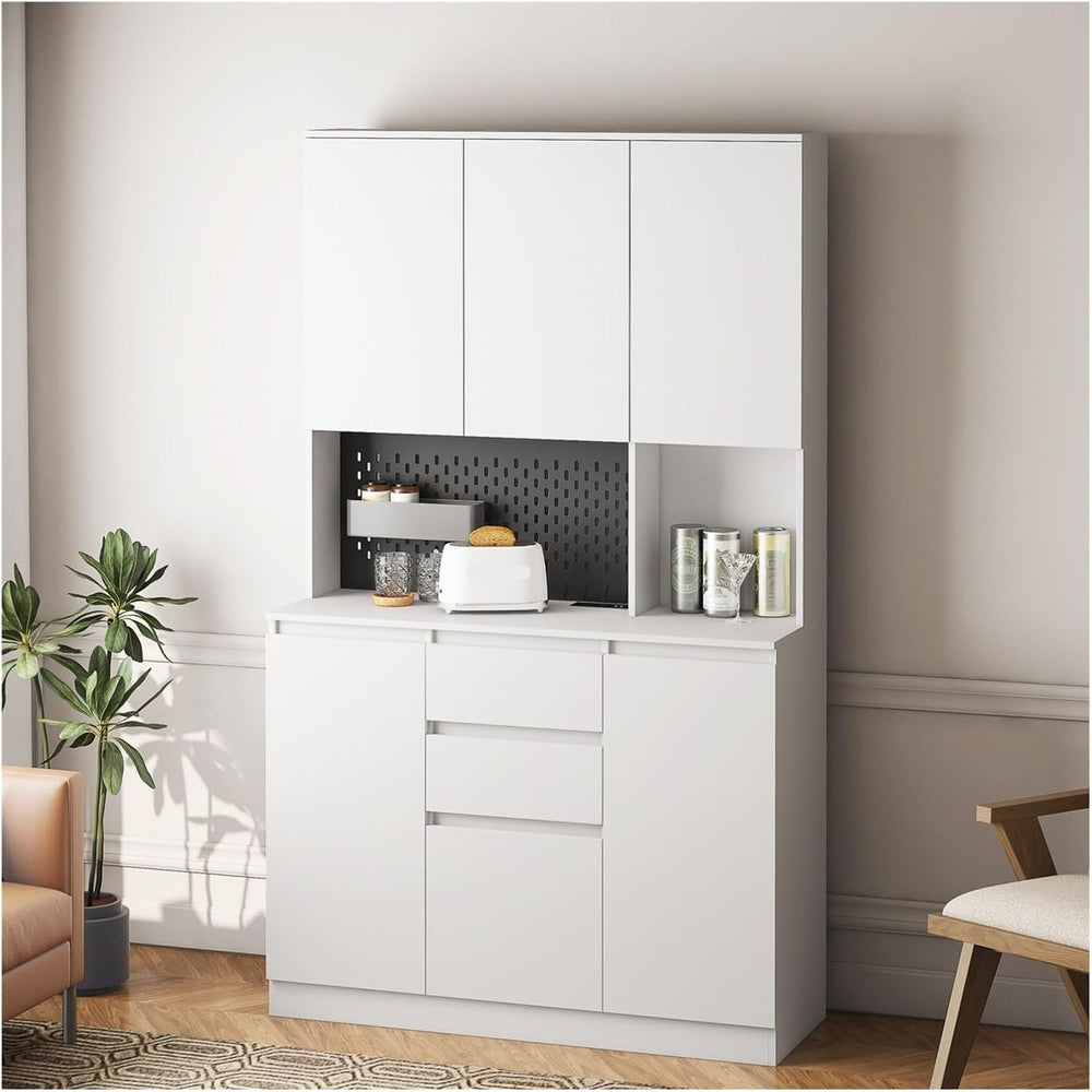 74” Kitchen Sideboard with Charging Function with 6 Doors, 3 Shelves and 2 Dr...