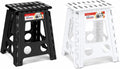 ACSTEP 16 Inch Folding Step Stool 2 Pack, 400 LB Capacity Plastic Foldable Stools with Handle, Non-Slip Step Stool for Kids and Adults, Home Use (Black & White)