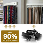 Wall Mounted Tie & Belt Rack Organizer - 2 Pack, 28 Hooks Hold 40 Ties & 40 Belts, 180° Rotating Space Saving Design, Sturdy Wood Decorative Wall Storage (White)