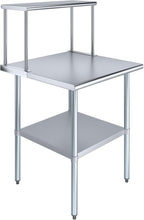 Stainless Steel Work Table with Wide Single Tier Overshelf | Metal Kitchen Prep Table & Shelving Combo (30" x 30" Work Table + 12" Overshelf)