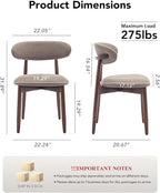 Dining Room Chairs Set of 6, Upholstered Farmhouse Dining Chairs, Modern Fabric Kitchen Chairs with Solid Wood Leg,Camel