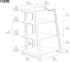 FITUEYES Design 4-Tier AV Media Stand Corner Shelf for Record Player Wooden Stereo Cabinet Audio Rack Tower with Height Adjustable Wooden Shelves for ps4 (Walnut)