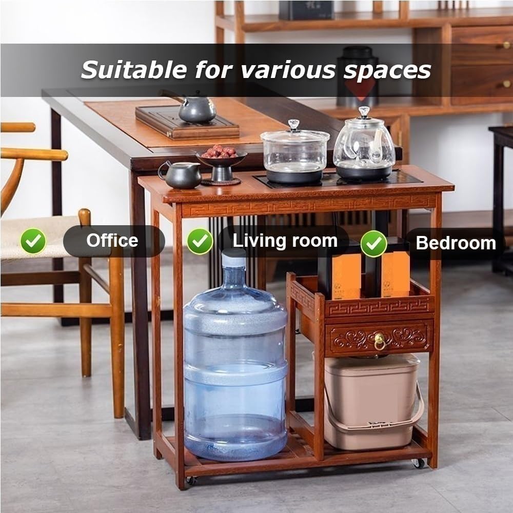 PedyrEda 2-in-1 Multi-Purpose Rolling Cart, Vintage Side Table with Wheels, S...