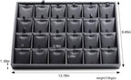 Black PU Leather Jewelry Display Tray 24 Grids Pendant Earrings Necklace Organizer Display Showcase Jewelry Storage Tray