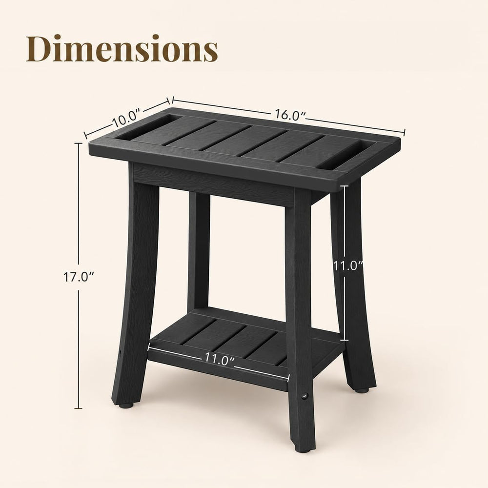 HDPS Waterproof Shower Bench for Inside Shower, Shower Stool, Black, Small