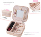 KElofoN Travel jewelry case Travel jewelry box Travel Jewelry Organizer Small box Gift for Girls Women with Mirror(Pink)