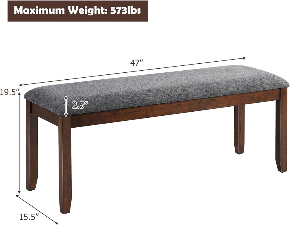 DORTALA Dining Bench, Upholstered Long Bench w/Natural Rubber Wood Legs, Foam...