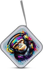Watercolor Monkey CD DVD Case Holder, 40 Disc Storage Wallet with Exclusive Printed Design, Zipper Closure And Handle for Music Movies Games Travel Car