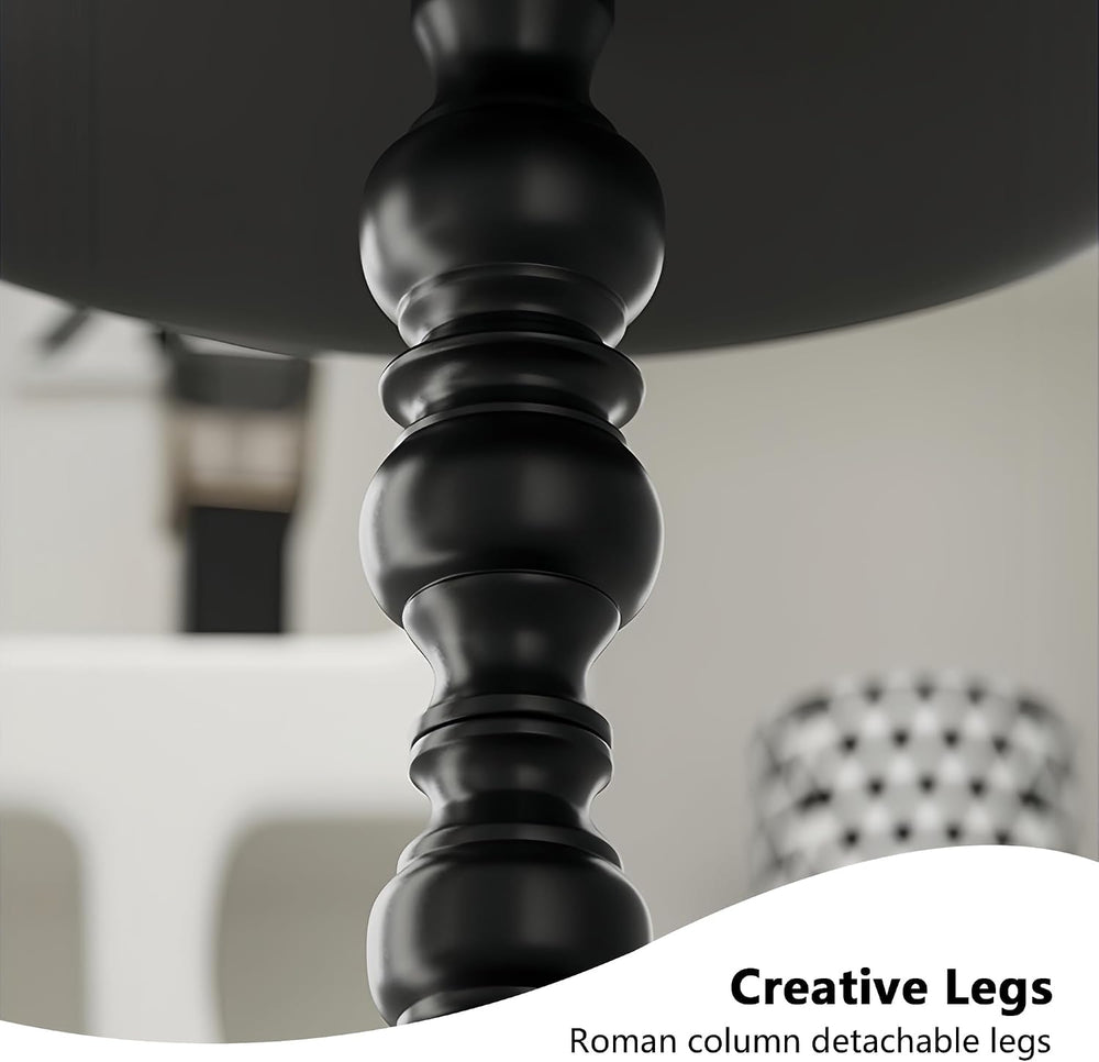 Black Metal End Table, Small Round Side Table | Vintage Matte Black Pedestal,...