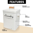 Farmhouse Metal Laundry Pods Container with Dryer Sheet Holder for Organization and Storage, Laundry Room Decor - Holds 156 Pods and 300 Sheets (White)