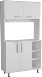 37.4" D*15.7" W*70.86" H Freestanding Kitchen Pantry with 2 Shelves, 2 Double Doors, Rectangular Storage Cabinet, Modern Minimalist, for Living Room, Dining Room, White