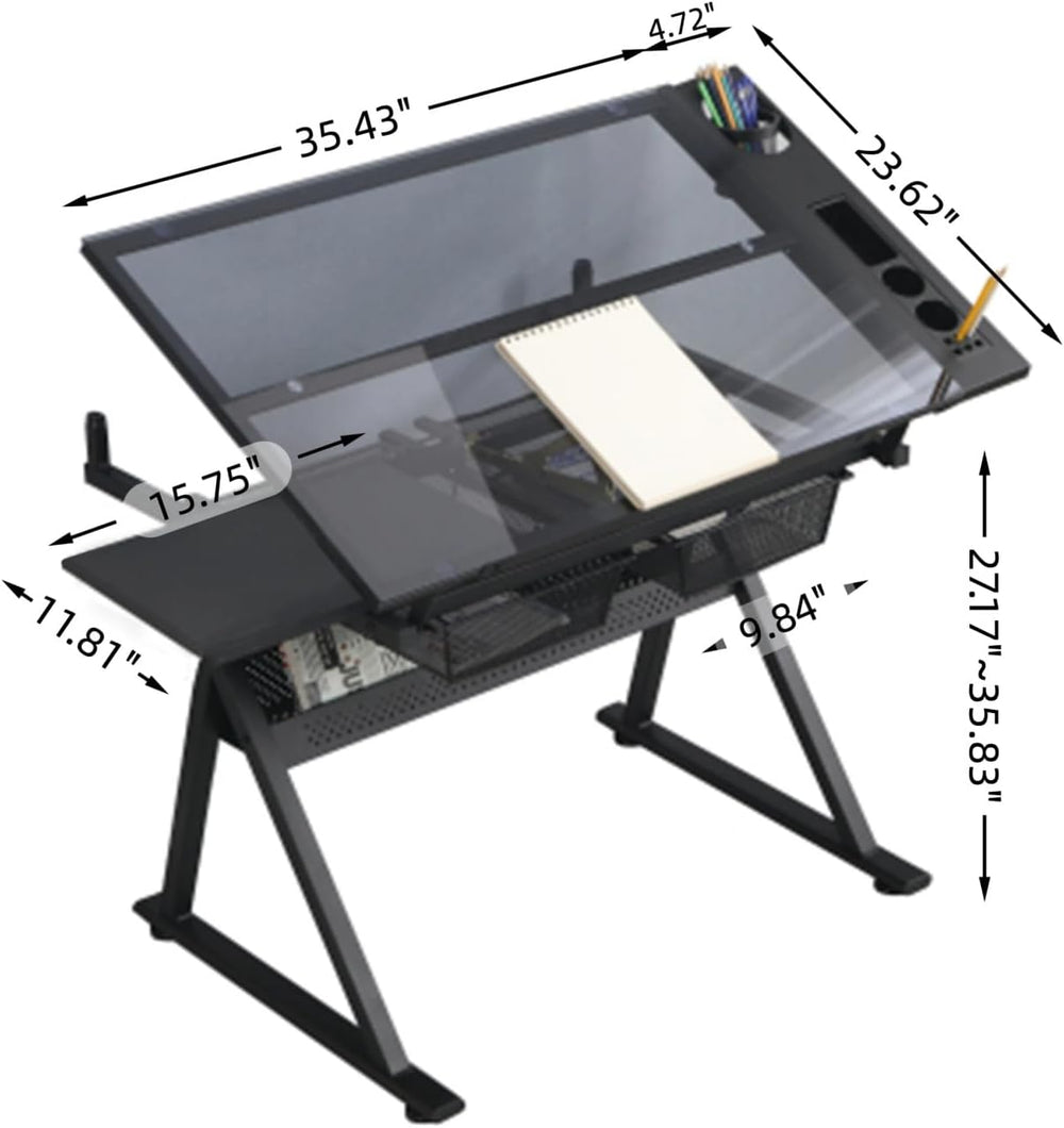 Drafting Table Desk, Painting Table Art Craft Desk Crafting Table with Tiltin...