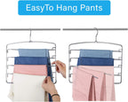 FeeraHozer Pants Hangers Space Saving 3 Pack No Slip 5 Layers Multi Functional Pants Rack Stainless Steel Swing Arm Space Saver Hanger for Trousers Jeans Towels Scarf （Grey）