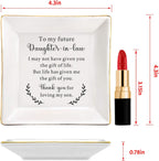 To My Future Daughter in Law Gifts, Daughter in Law Ceramic Ring Dish, Daughter in law Wedding Present from Mother In Law, Bonus Daughters Jewelry Holder for Birthday, Wedding, & Special Occasion
