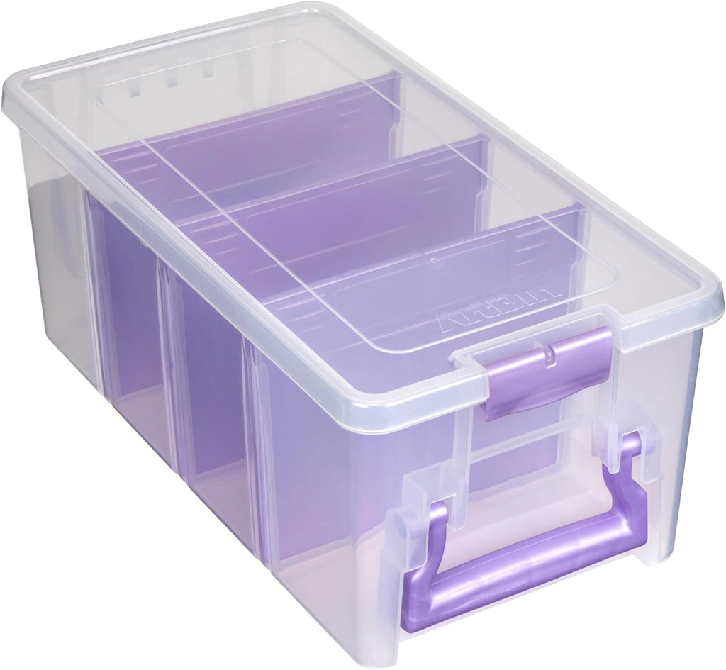 ArtBin Semi Satchel Portable Craft Organizer with 3 Dividers - Clear Plastic Storage Case for Art & Craft Supplies