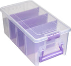 ArtBin Semi Satchel Portable Craft Organizer with 3 Dividers - Clear Plastic Storage Case for Art & Craft Supplies