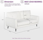 TYBOATLE Mid Century Modern White Leather Couch - 61" Loveseat, Tufted, Comfy 2 Seat Settee for Living Room or Office, Fits Small Spaces, Easy Assembly (2, White)