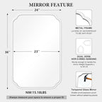 White Bathroom Mirror for Over Sink 24×36 Inch - Multi-Size Durable Iron Frame, Shatterproof Glass, Versatile for Bathroom/Bedroom/Living Room Decor (Horizontal or Vertical Mount)