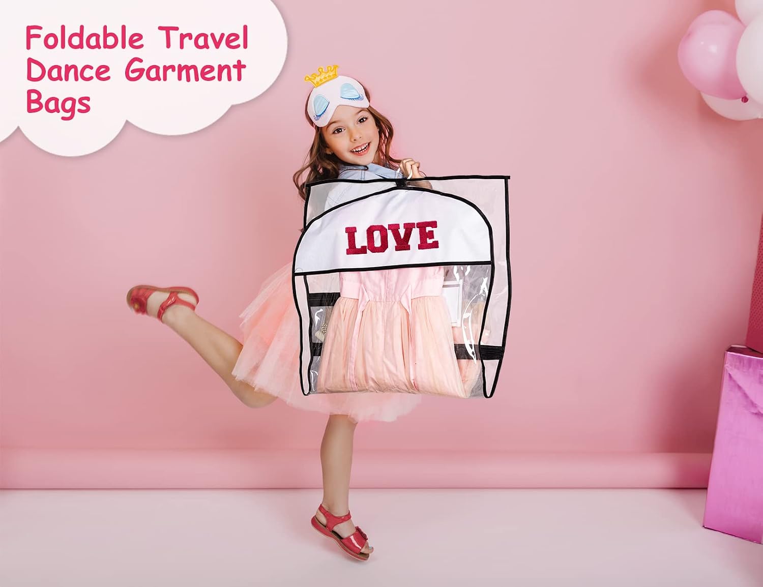 Kimbora Clear Dance Costume Garment Bag for Dancers 3 Zippered Pockets Kids Embroiderable Competitions Bags, Clothes Cover for Girls Dress(3 Packs)