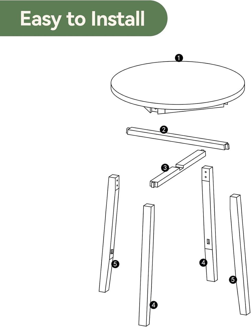 31.5-Inch Round Dining Table for 2-4, Solid Wood Farmhouse Kitchen Table for ...