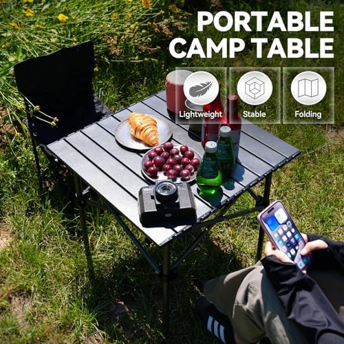 Opliy Portable Folding Camping Table for 2-4 Persons Aluminum Collapsible Tab...