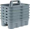6 Pack Plastic 2 Compartments Cleaning Supplies Caddy, Commercial Carry Caddy Organizer with Handle, Gray