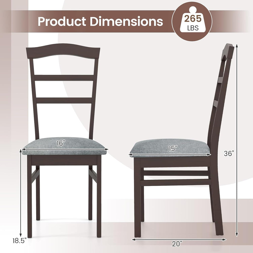 Giantex Wooden Dining Chairs Set of 2, Upholstered Kitchen Chair w/Rubber Woo...