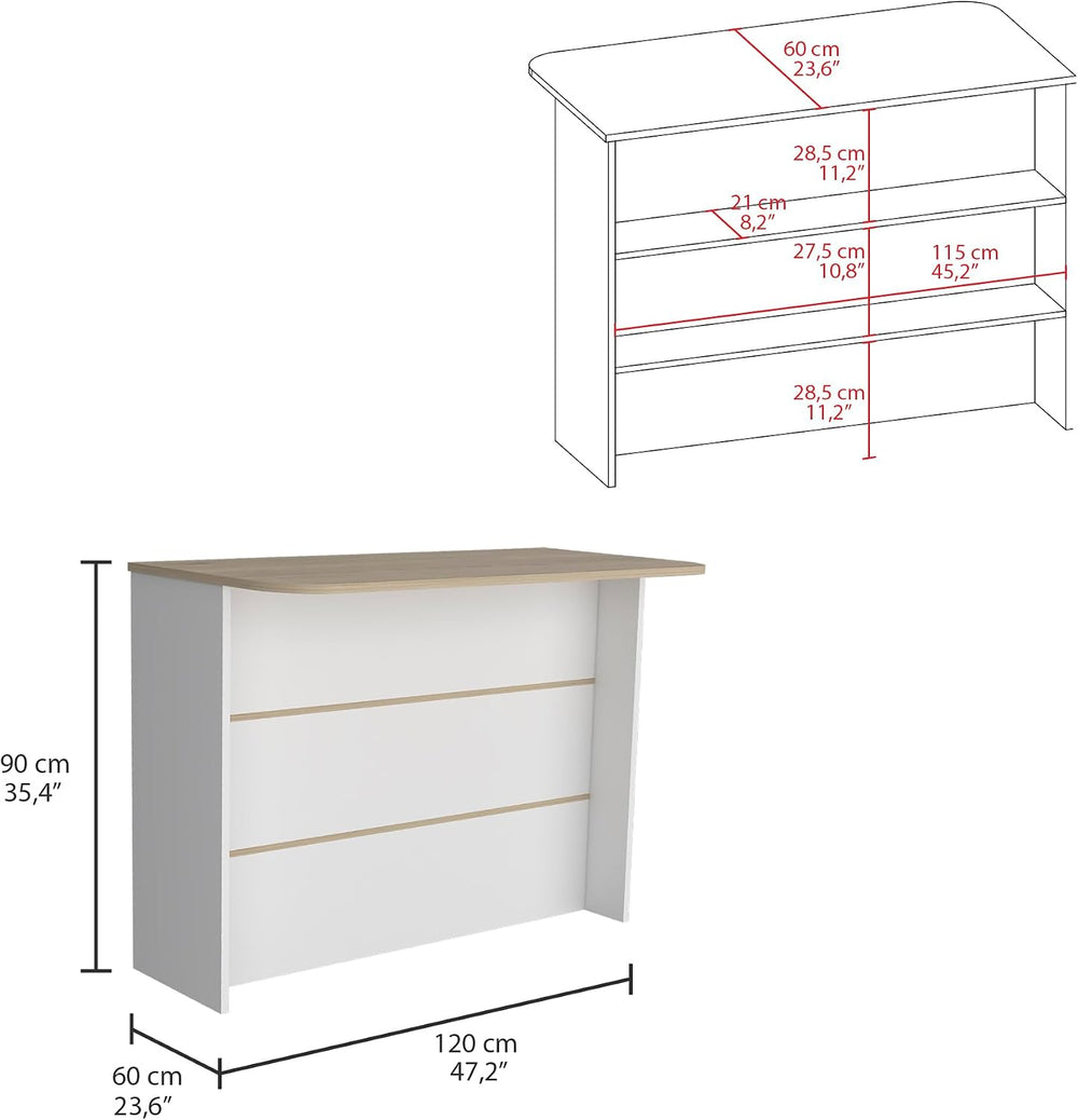 Kitchen Island with Three Open Shelves and Two Cabinets | Spacious 26" x...