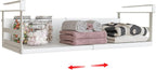 Expandable Under Cabinet Shelf Organizer with 0.94-Inch Thick Clips, Heavy Duty Extendable Under Shelf Storage Basket for Pantry or Laundry Room, White, 1 Pack, Interior: 4.13" H x 7.2" D