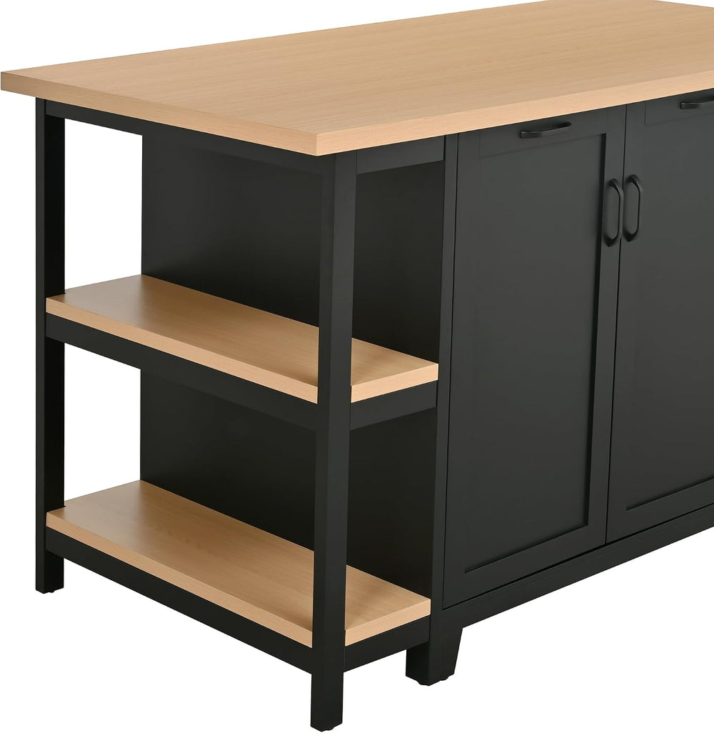 Christopher Knight Home Aaron 58" Kitchen Island with Storage, Modern Is...