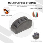 TV Remote Control Holder with 5 Compartments,Pu Leather Remote Caddy/Tray Bedside Table Desk Storage Organizer for DVD, Blu-Ray, Media Player, Heater Controllers andMakeup storage box (Grey)