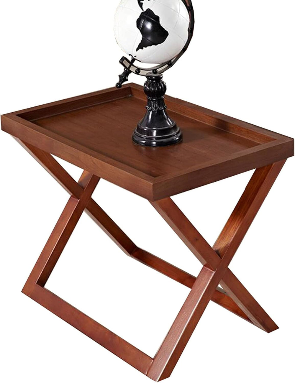 Telephone Table, Walnut Grain,Solid Wood Storage Tray X-Shaped Side Table,Tel...