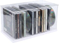 Clear Acrylic CD Holder Rack, Stackable CD Storage Box with Dustproof Door, DVD Display Case and Media Organizer for Music Disc, Blu Ray, Game Cases, Cassette, Shelf or Desktop