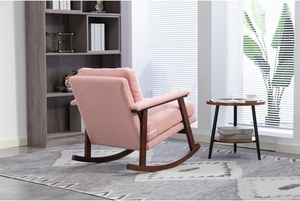 Mid Century Modern Accent Chair,Rocking Chair with Wood Frame, Upholstered Li...