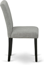 East West Furniture AMAB5-BCH-06 5 Piece Dining Set Includes a Round Kitchen Table with Pedestal and 4 Shitake Linen Fabric Parson Dining Chairs, 36x36 Inch, Black & Cherry