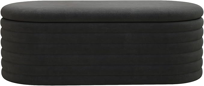 Storage Ottoman Bench 40 inch Upholstered Chenille Fabric Storage Bench for Bedroom End of Bed Stool Aesthetic Large Storag Ottoman for Living Room Entryway,Black