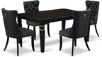 East West Furniture LGDA5-BLK-12 5 Piece Dining Set Includes a Rectangle Wooden Table with Butterfly Leaf and 4 Polyester Fabric Parson Chairs, 42x84 Inch, Black