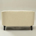 50" Faux Leather Small Barrel Love Seats Set of 2, Diamond Tufted Back Compact Loveseats Sofas with Nailhead Trim, Modern 2-Seater Couches with Solid Wood Legs for Small Spaces, Apartments, Cream