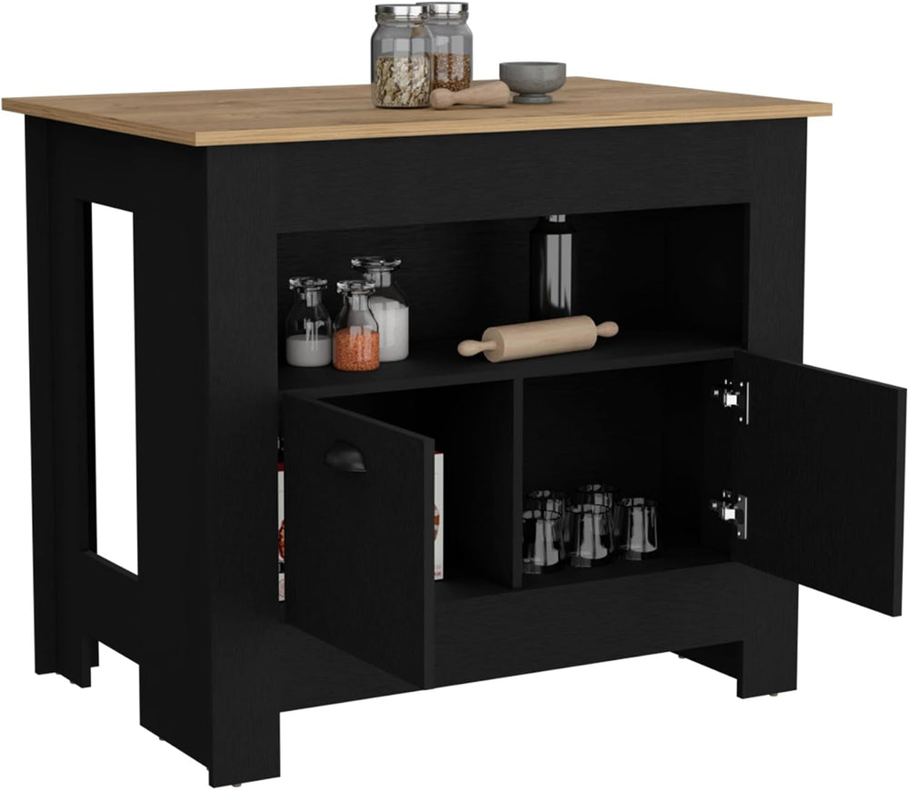 Kitchen Island Two Door Cabinet and Shelf with Multicolor | Ample storage wit...