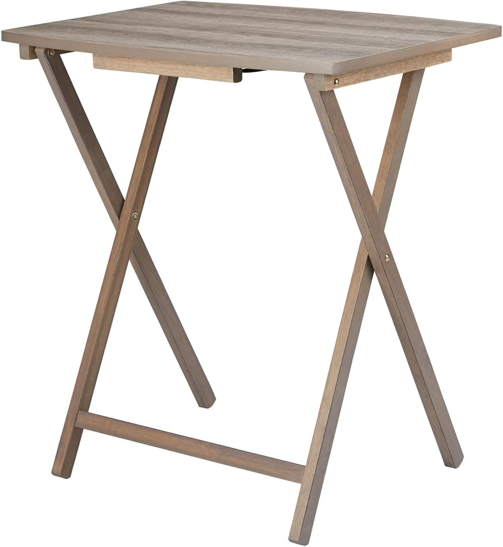 Modern XL Folding Tray Table, Rustic Gray for Indoor Use - 23.5 x 18 x 26 Inches
