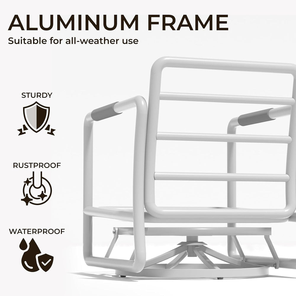 3 Piece Patio Outdoor Aluminum Swivel Rocking Chair with Coffee Table and 6.7...