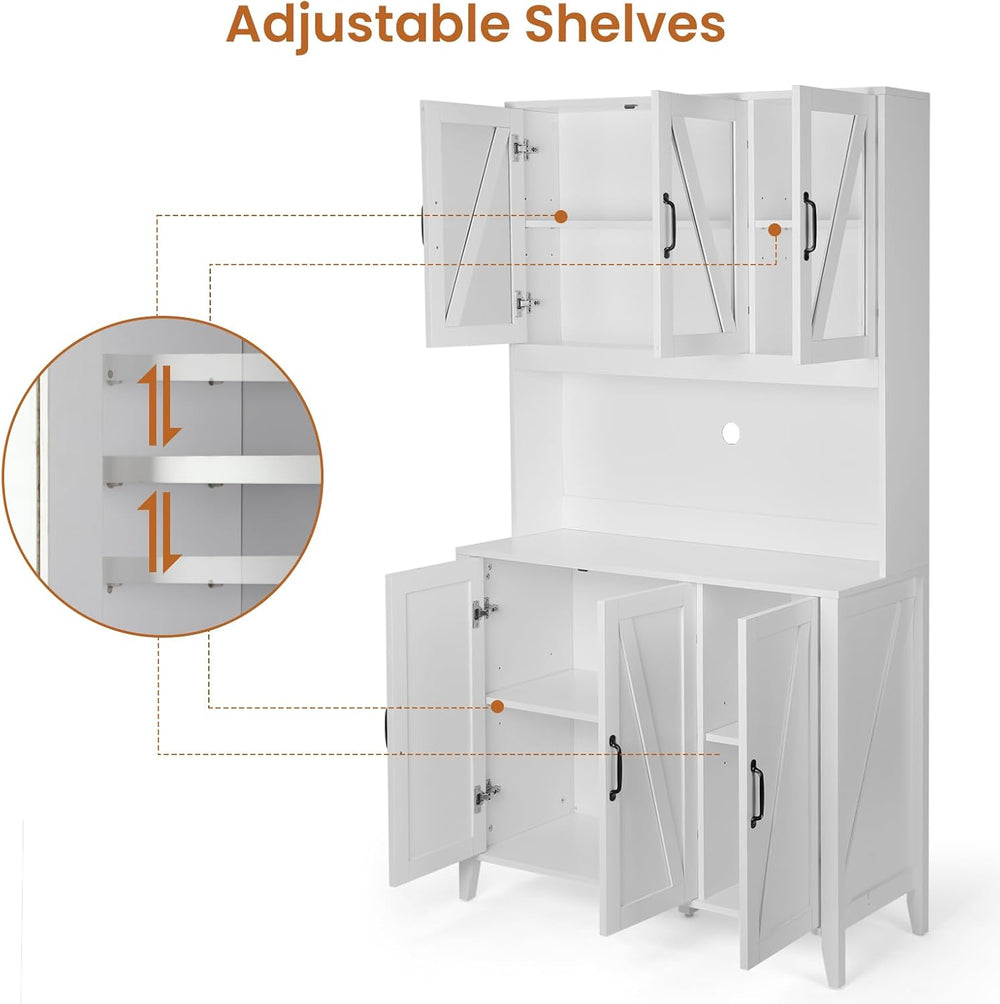 VOWNER Kitchen Pantry Storage Cabinet, Tall Kitchen Cabinets with 6 Doors, Fr...