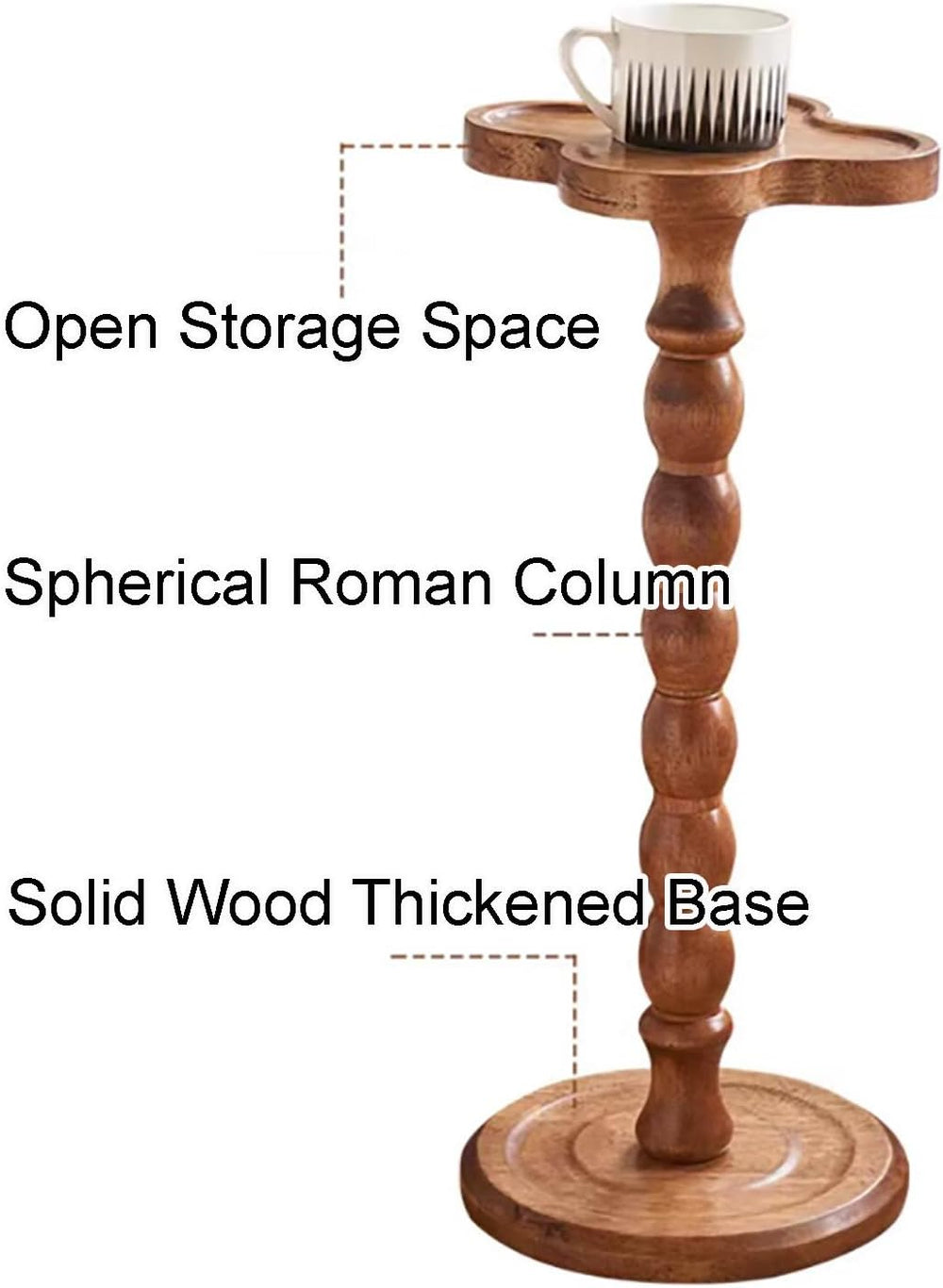 Four Leaf-Shaped Wooden End Table, Coffee Tables with Solid Wood Leg, Small P...