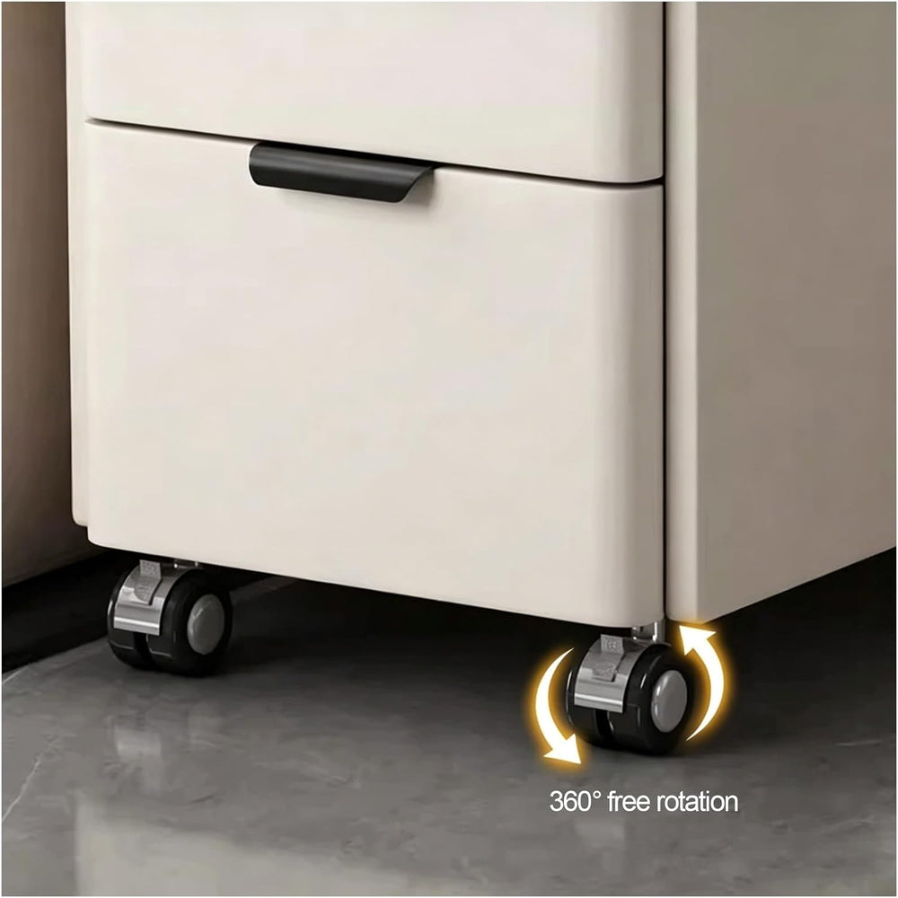 Modern Narrow Side Table with 2 Drawers, Movable Nightstand, Solid Wood Frame...